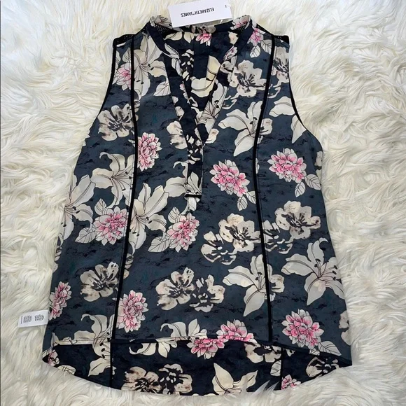 NWT Elizabeth and James Silk Sleeveless Blouse Top ~ in Lily Erwan Floral Print